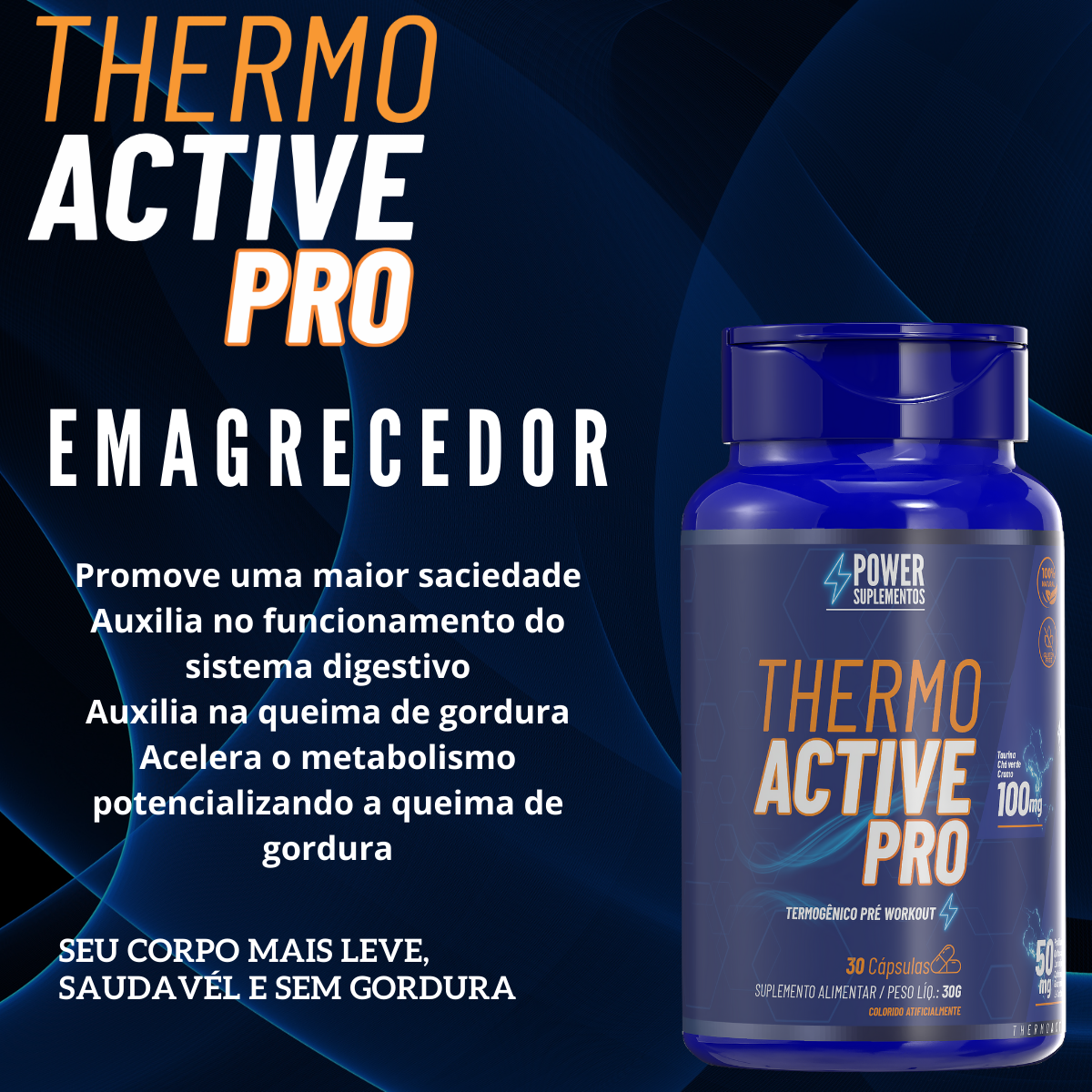 Thermo Active Pro 30 Cápsulas Termogênico Emagrecedor Ultra Concentrado